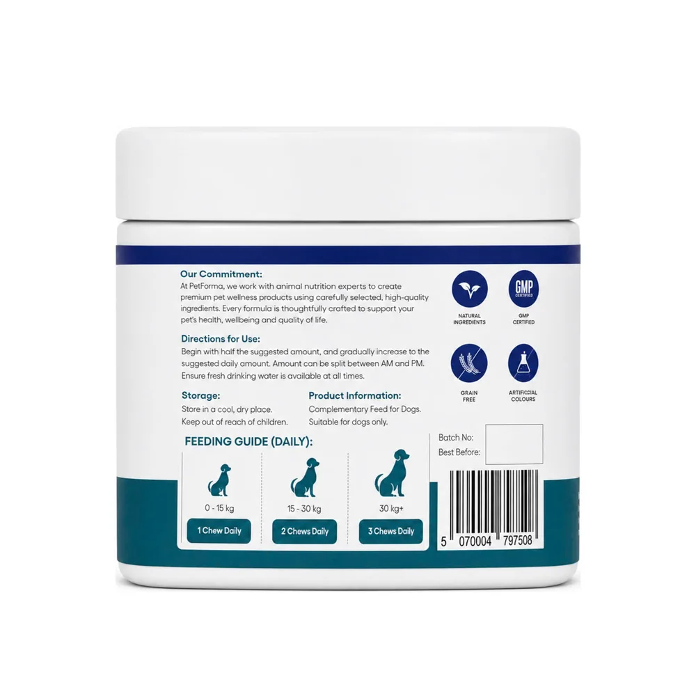 Rückseite der Dose mit Fütterungsempfehlung, Lagerung und Produktinformation